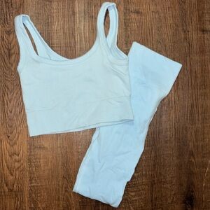 Women’s athletic set. Light blue. Size large. Bottoms are a little see through